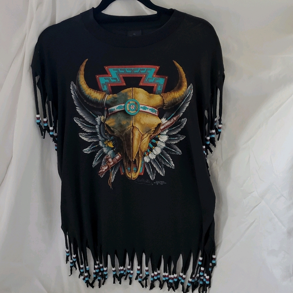 3D Emblem 1990s vintage skull XL tshirt beaded